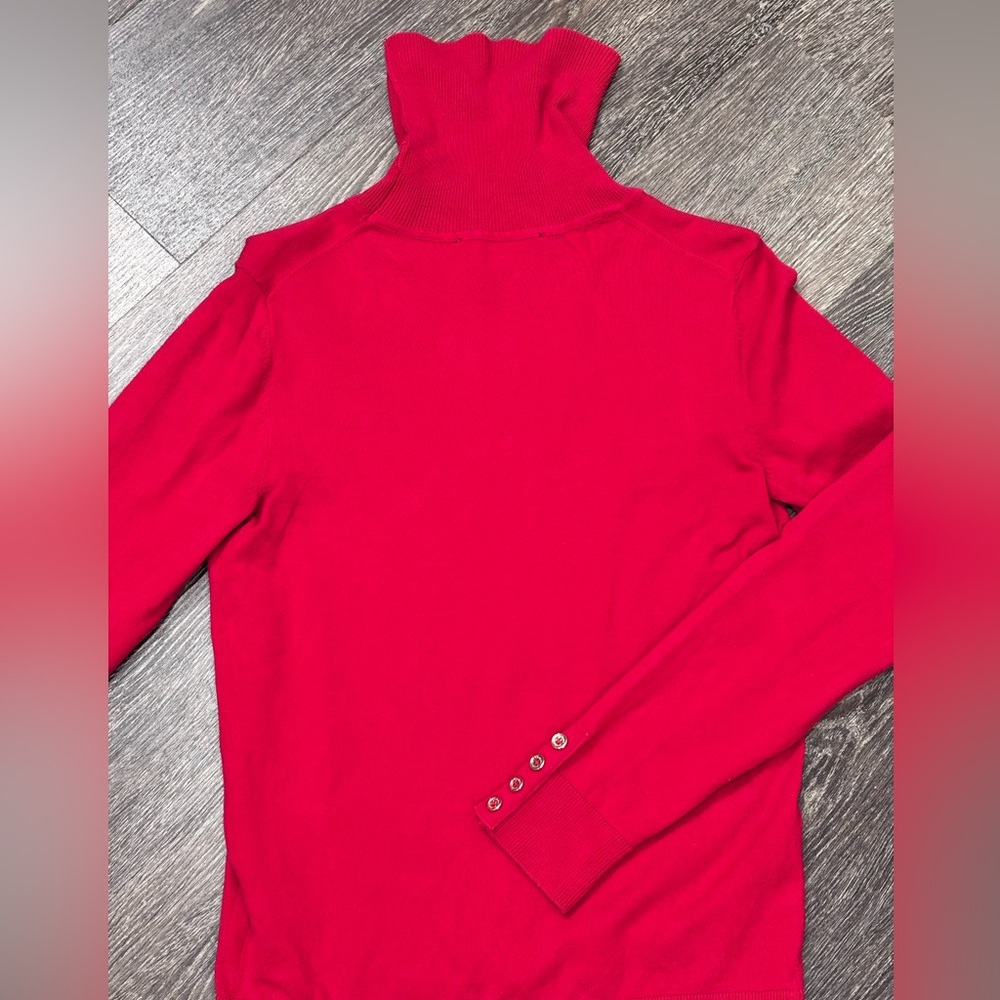 Red Knit Turtleneck Tommy Hilfiger Minimal Classic Top Women's Size Small - Picture 6 of 8